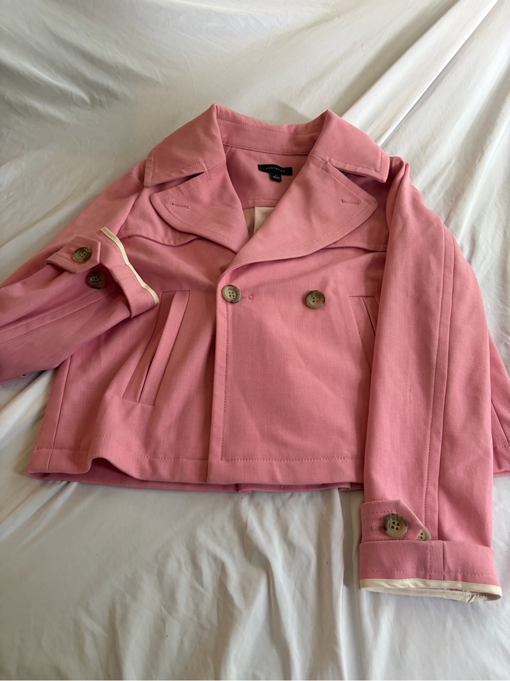 Ann Taylor Pink Cropped Double-Breasted Blazer Size 6 - Picture 1 of 10